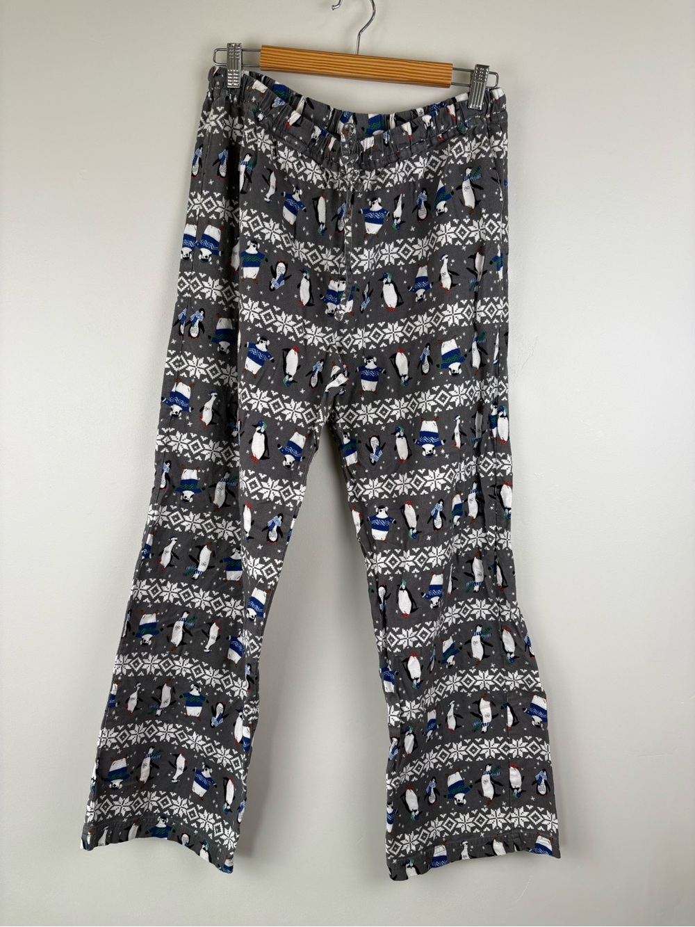 Hanna Andersson Adult Unisex Holiday Flannel Pajama Pant Winter Penguin Size Med